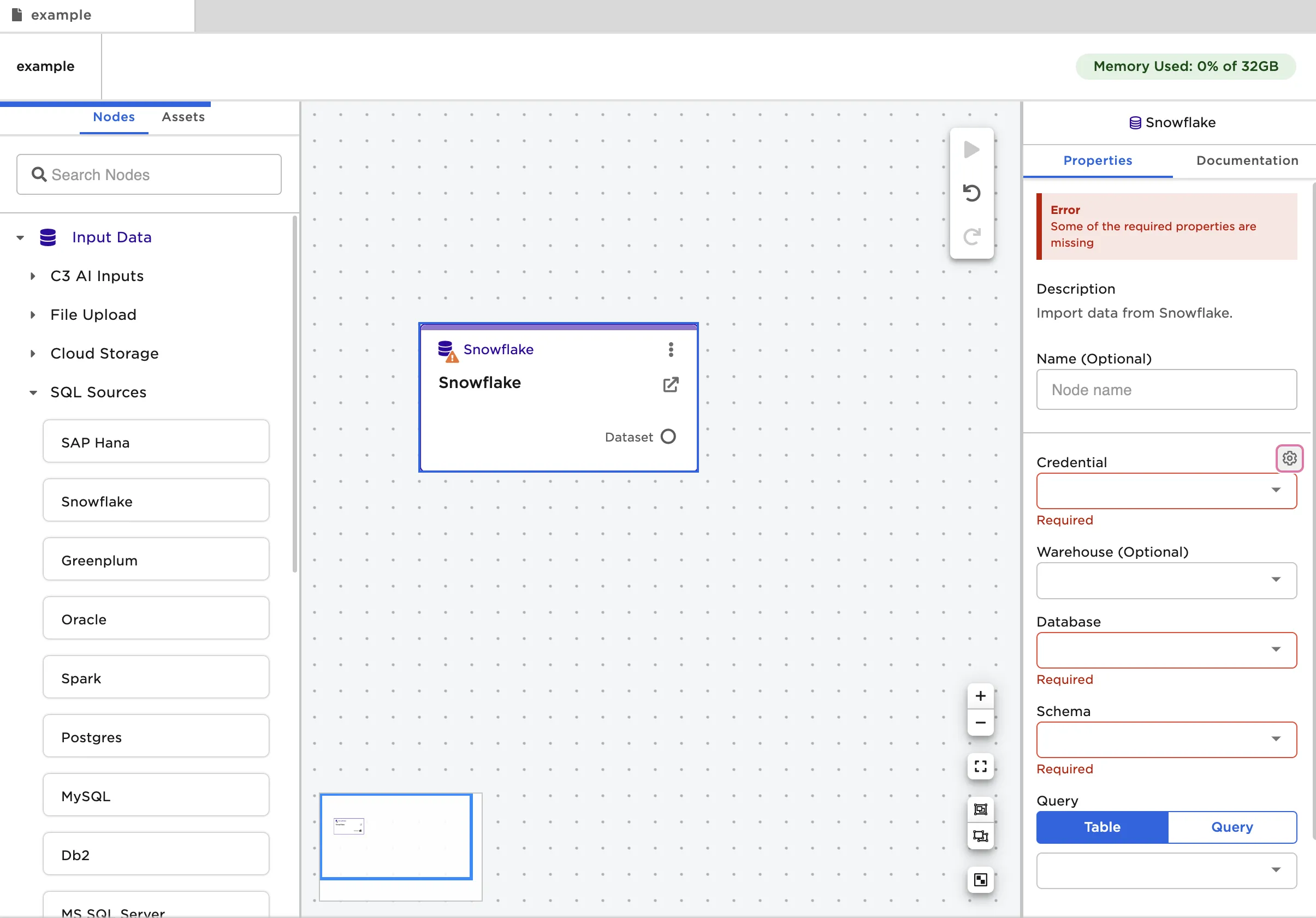 Adding Snowflake credentials - step 1