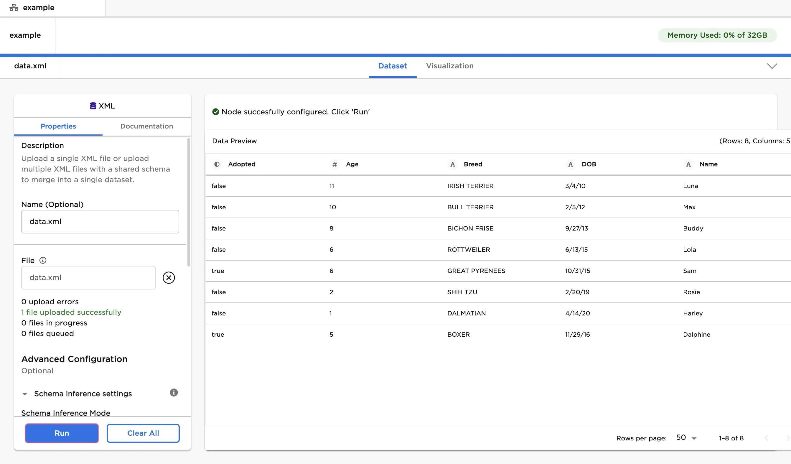 Example dataframe output
