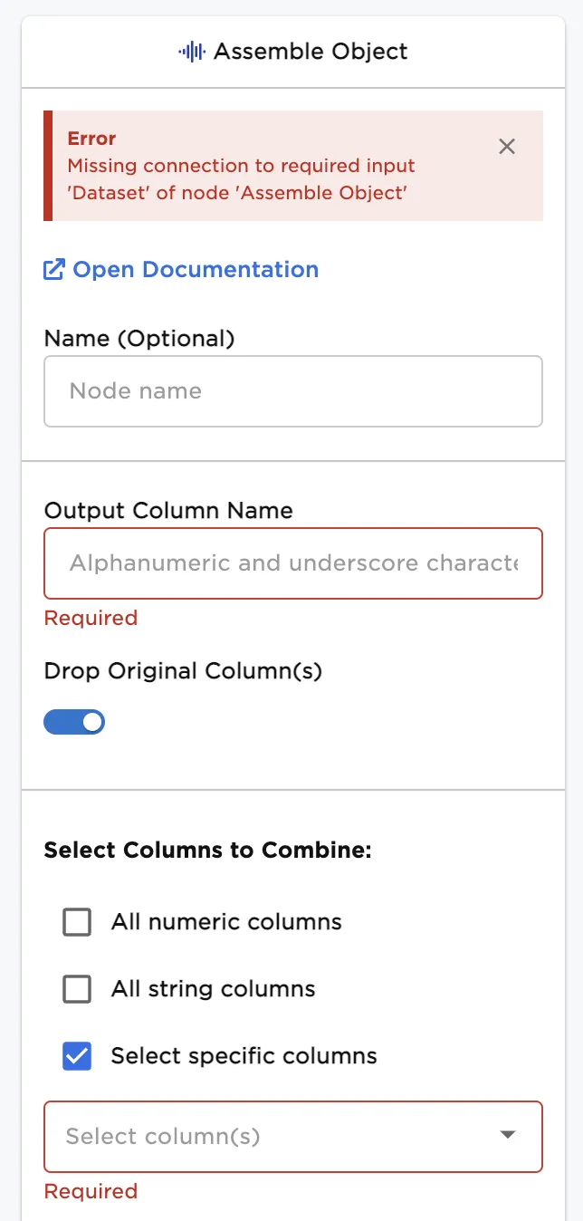 Configuration sidebar