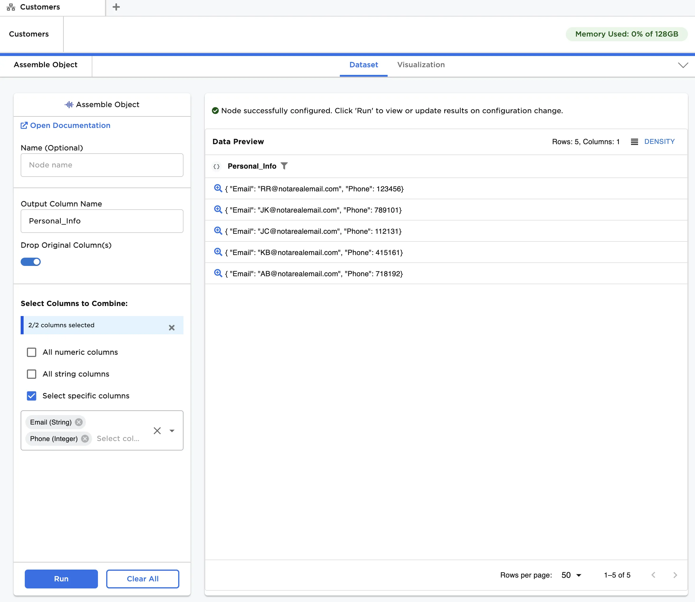 Example dataframe output