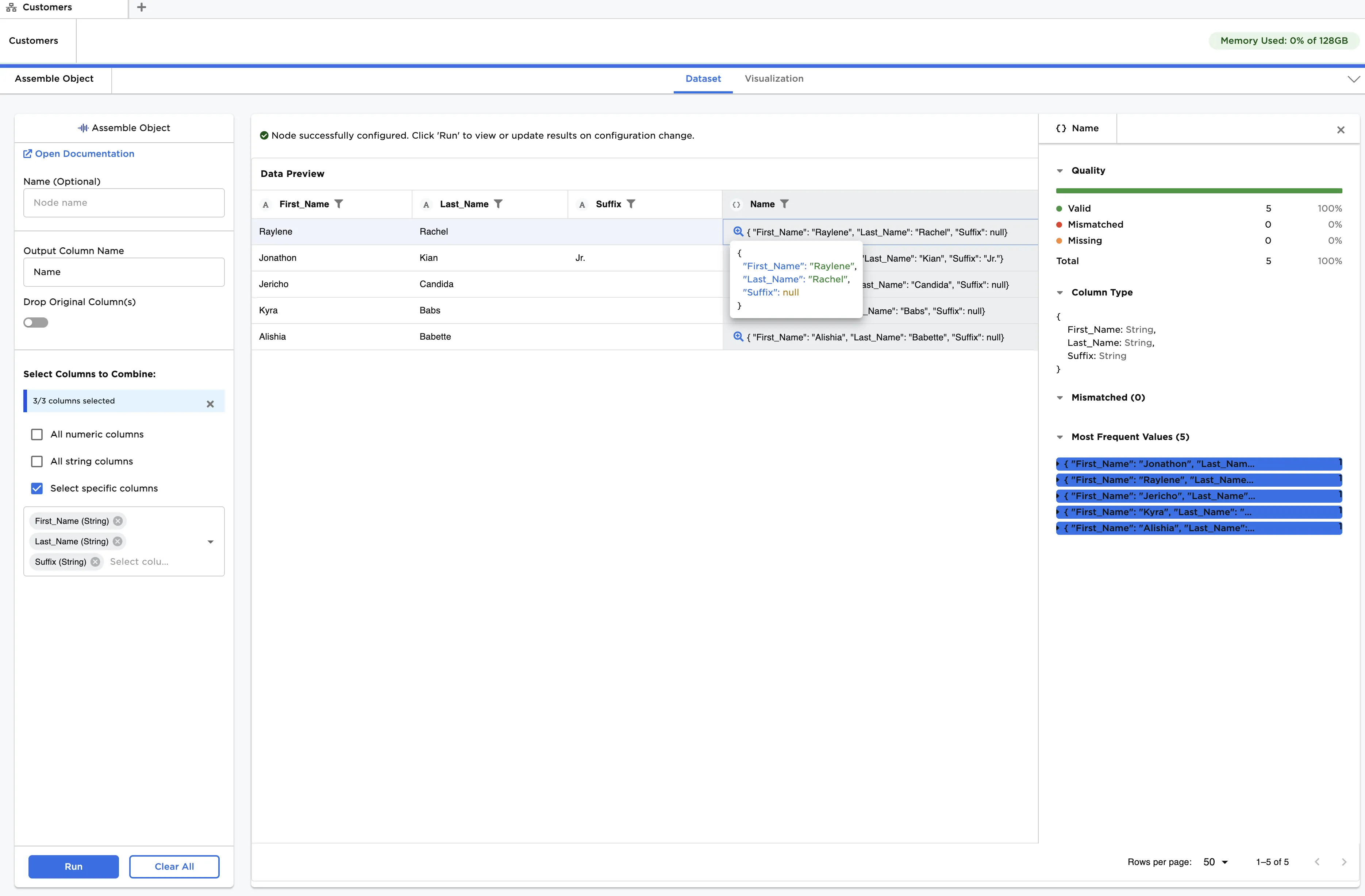 Assembling a simple Object: Output dataframe