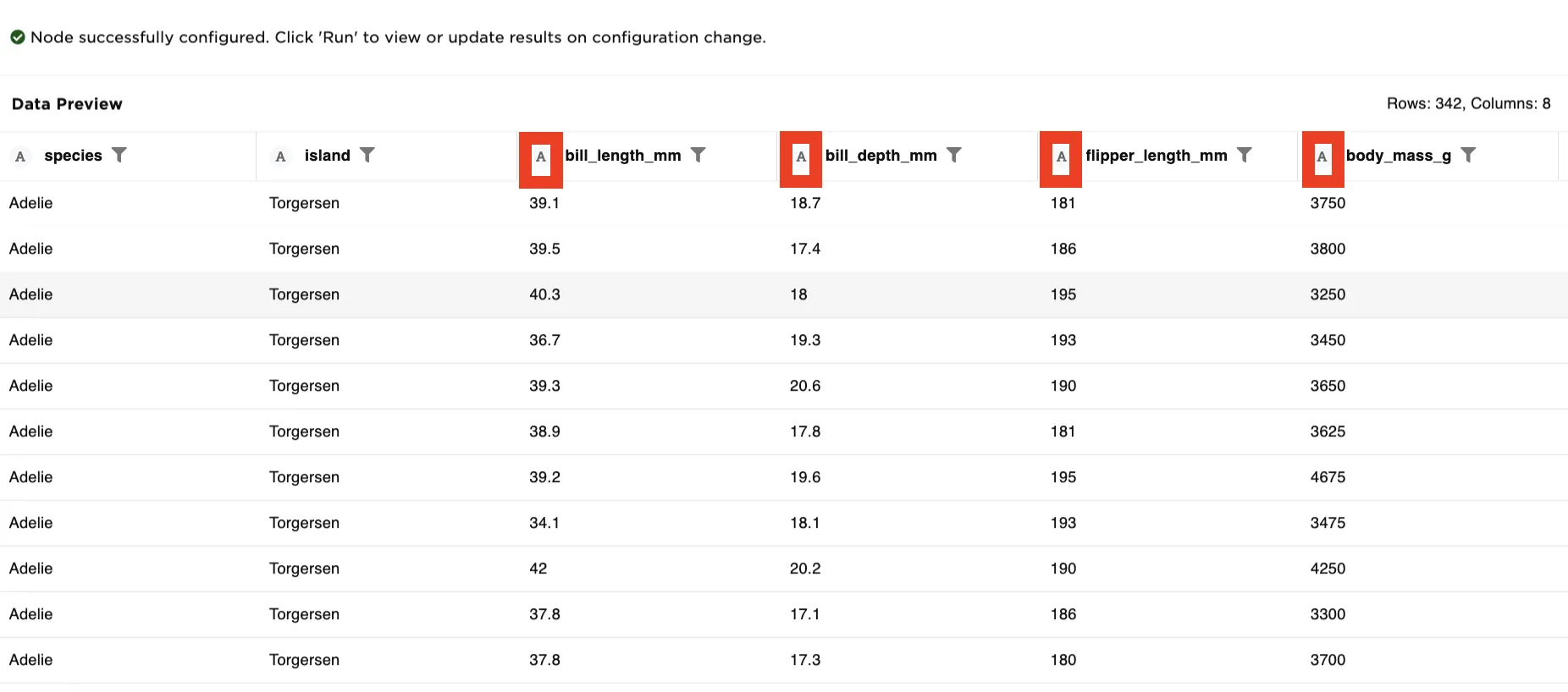 Select fields to keep from the dropdown menu