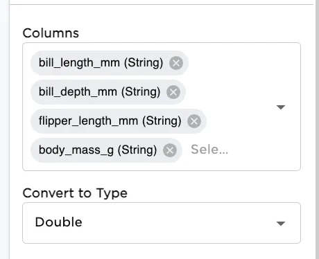Select fields to keep from the dropdown menu
