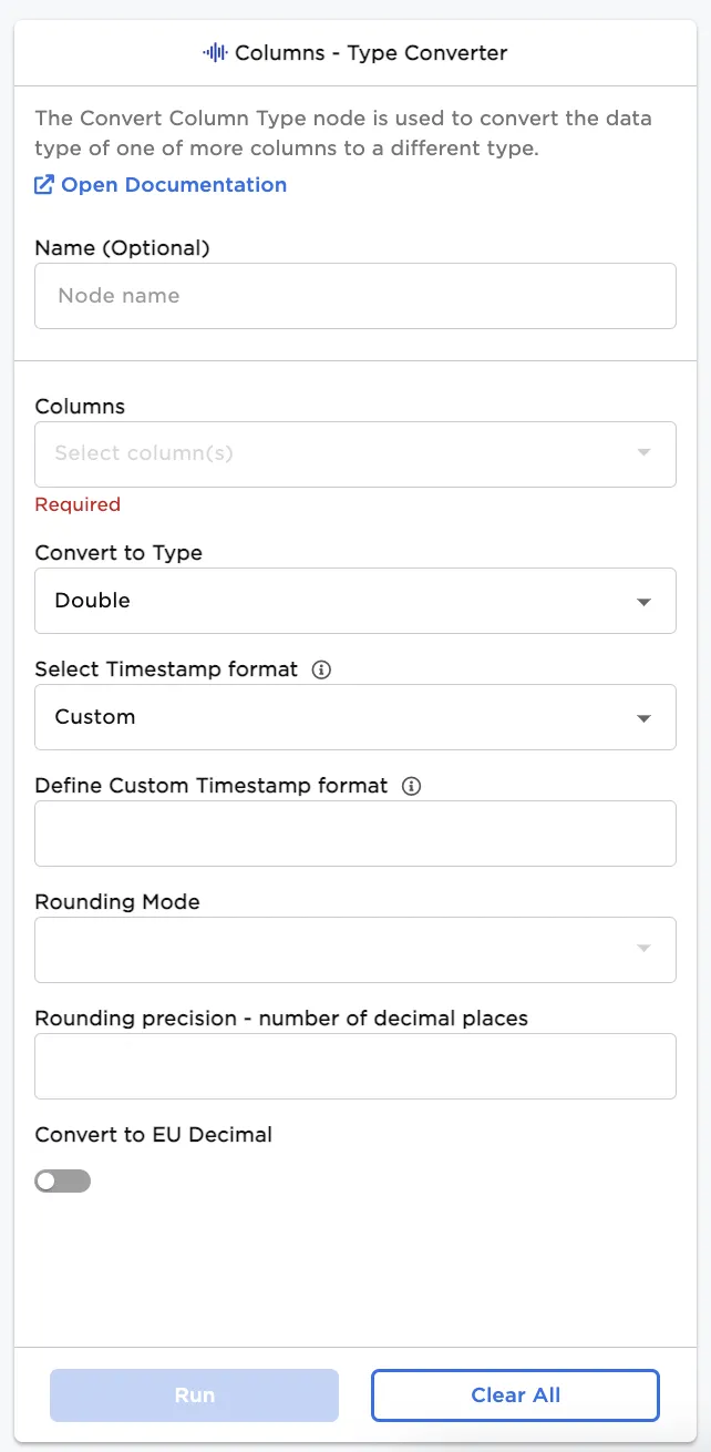 Configuration sidebar