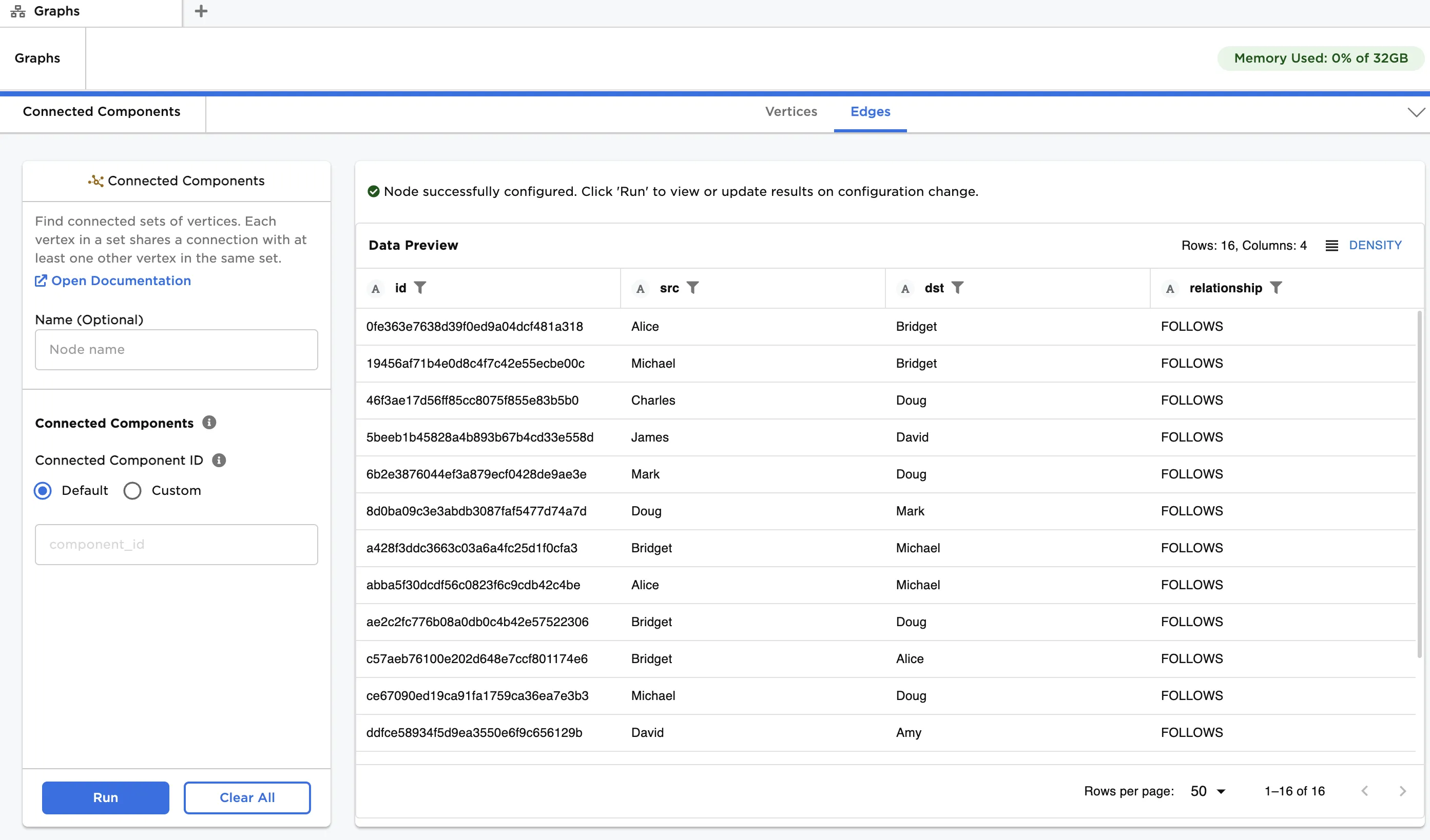Example edges output