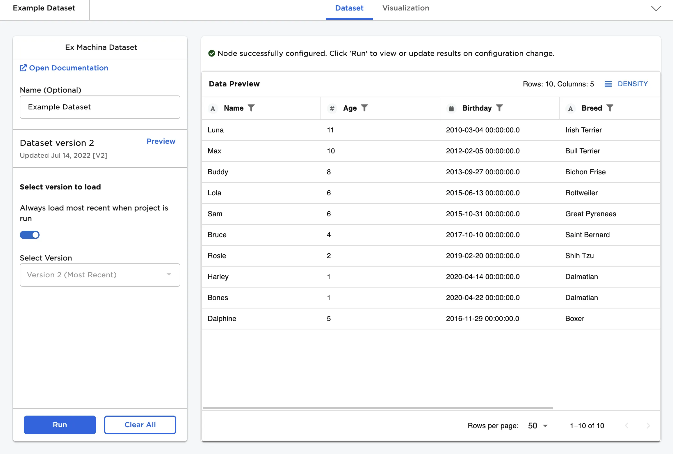 Example dataset that automatically updates