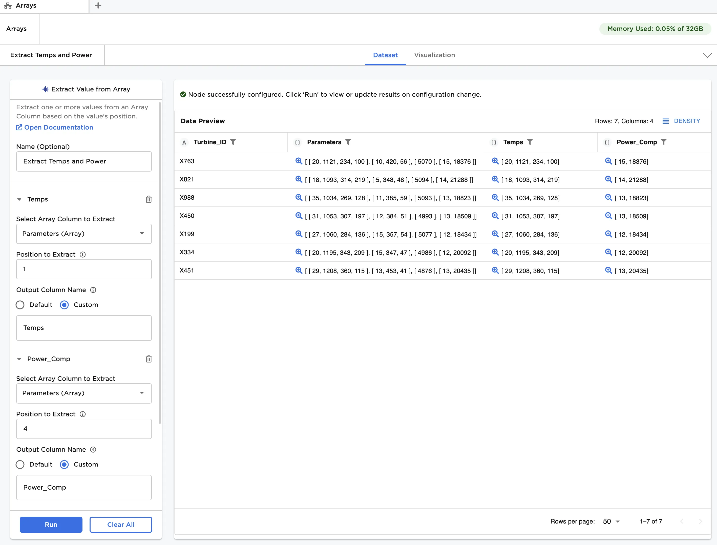 Example dataframe output