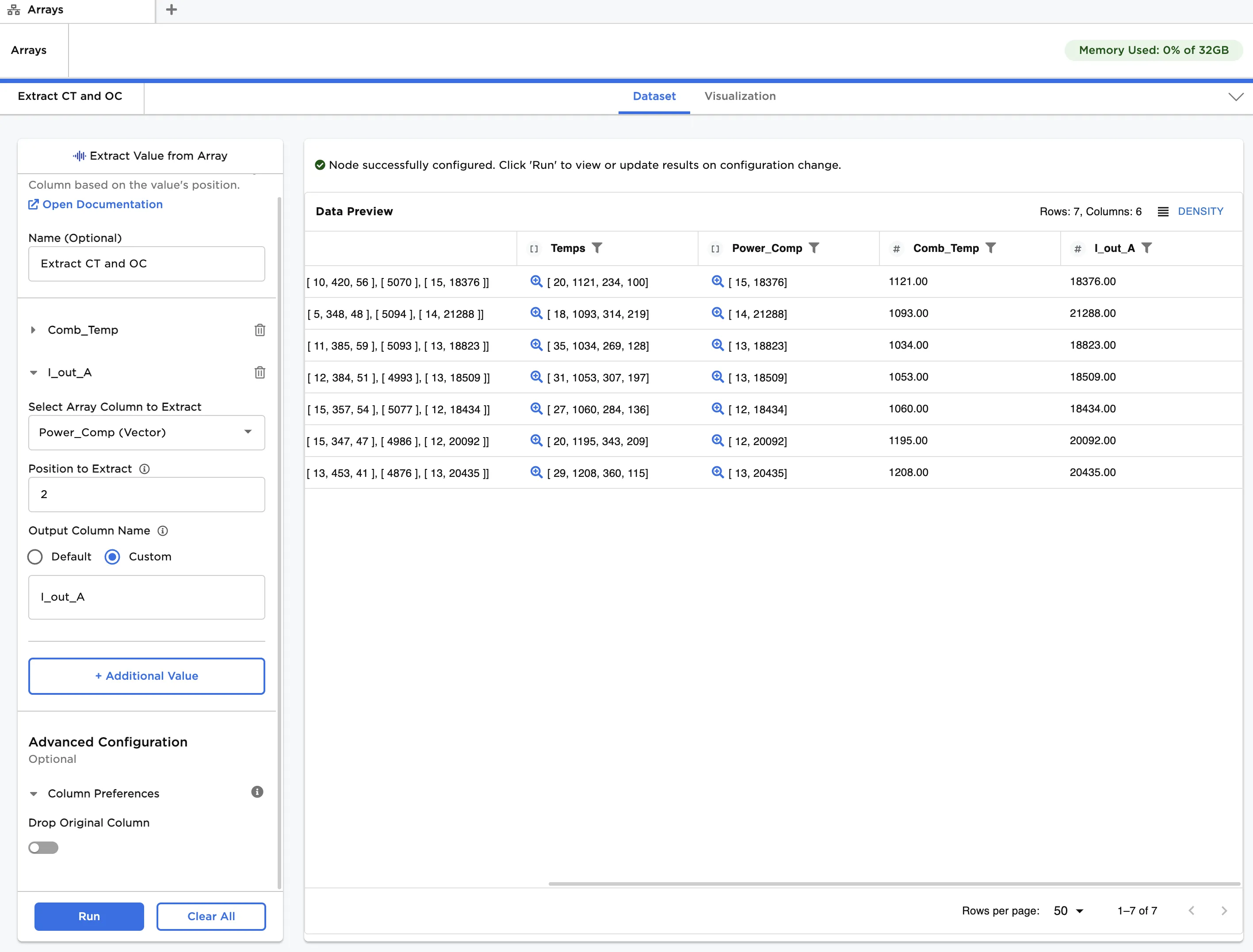 Extracting Combustion Temperature and Output Current parameters