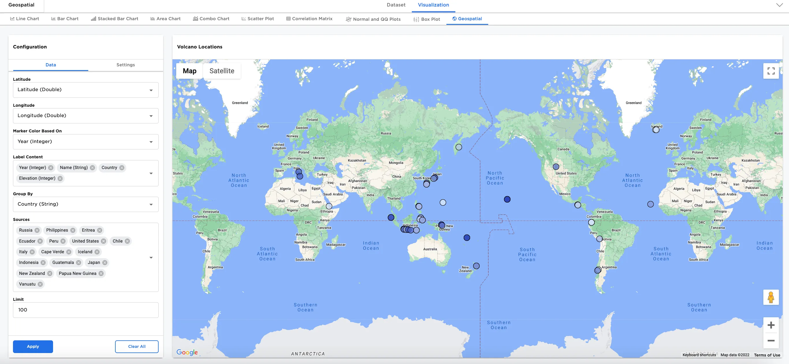 Example geospatial map output