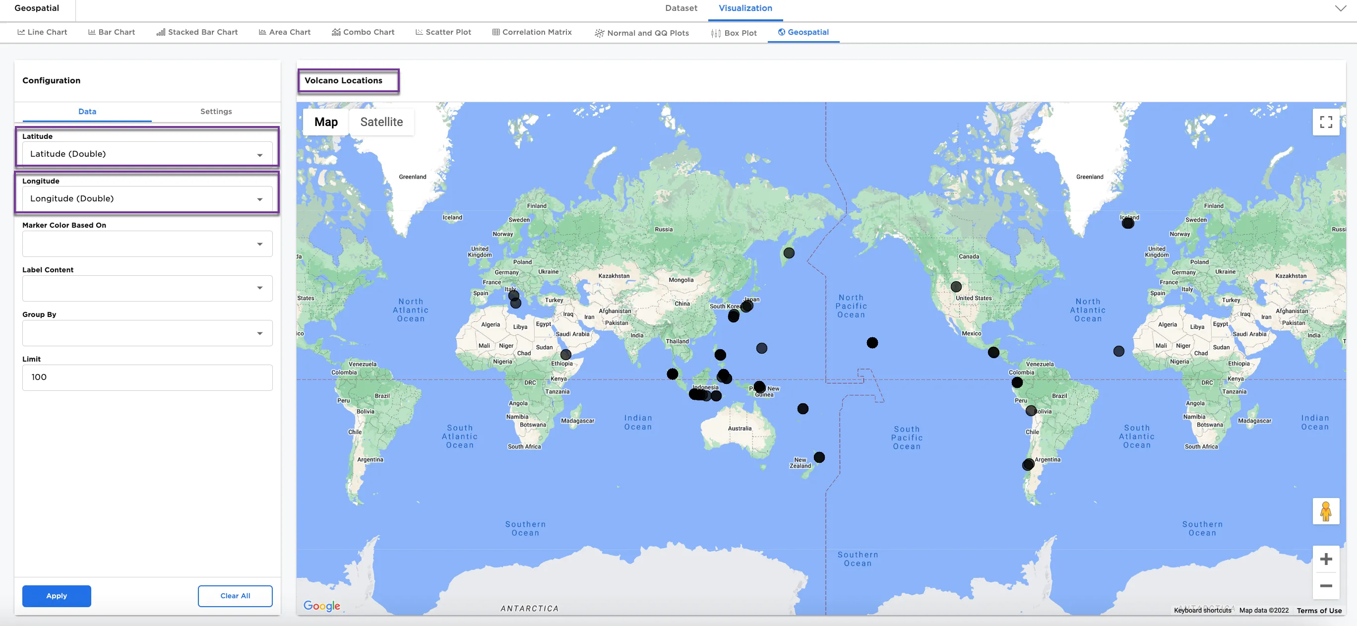 Example basic geospatial map