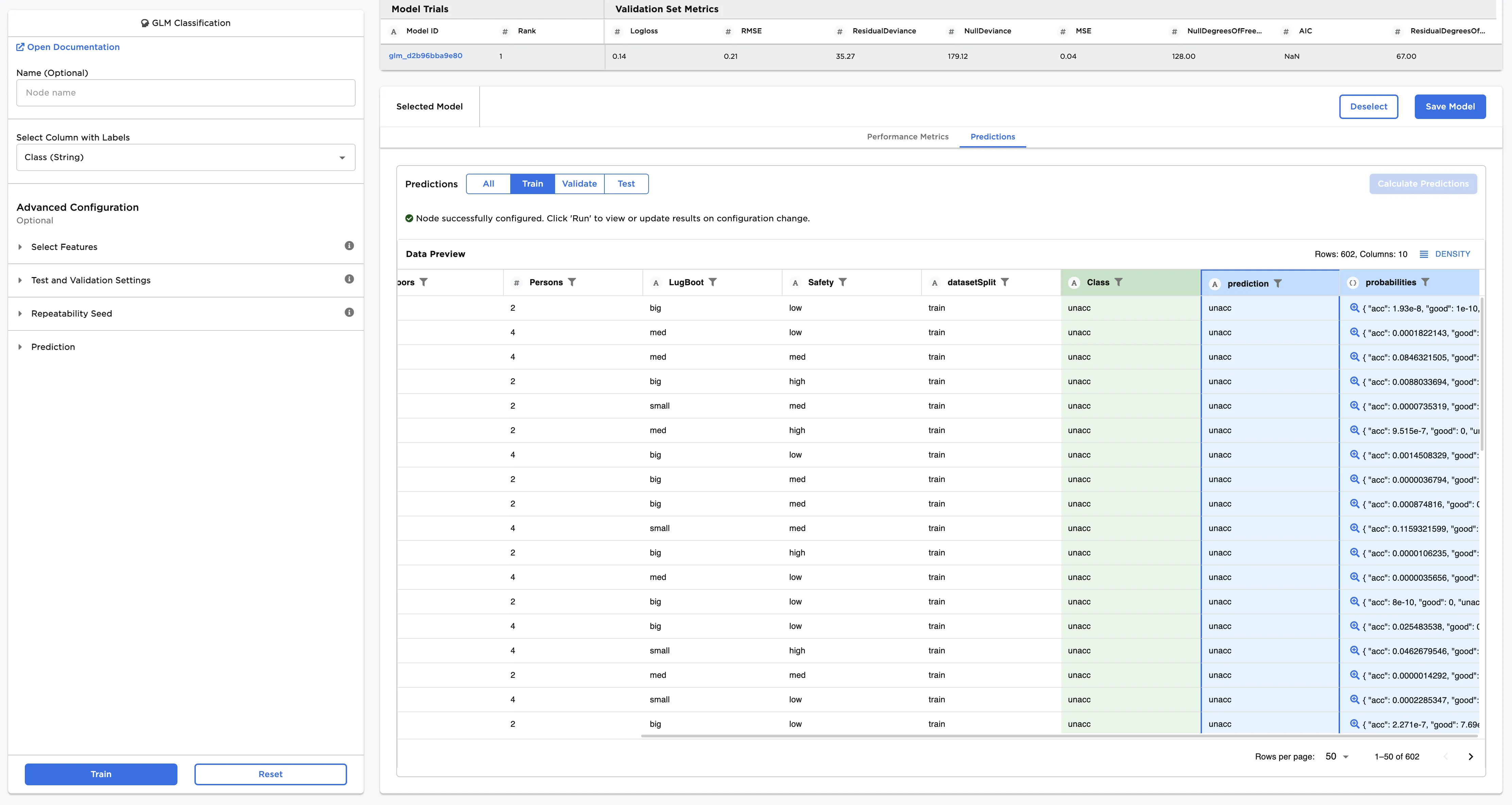 Example dataframe output