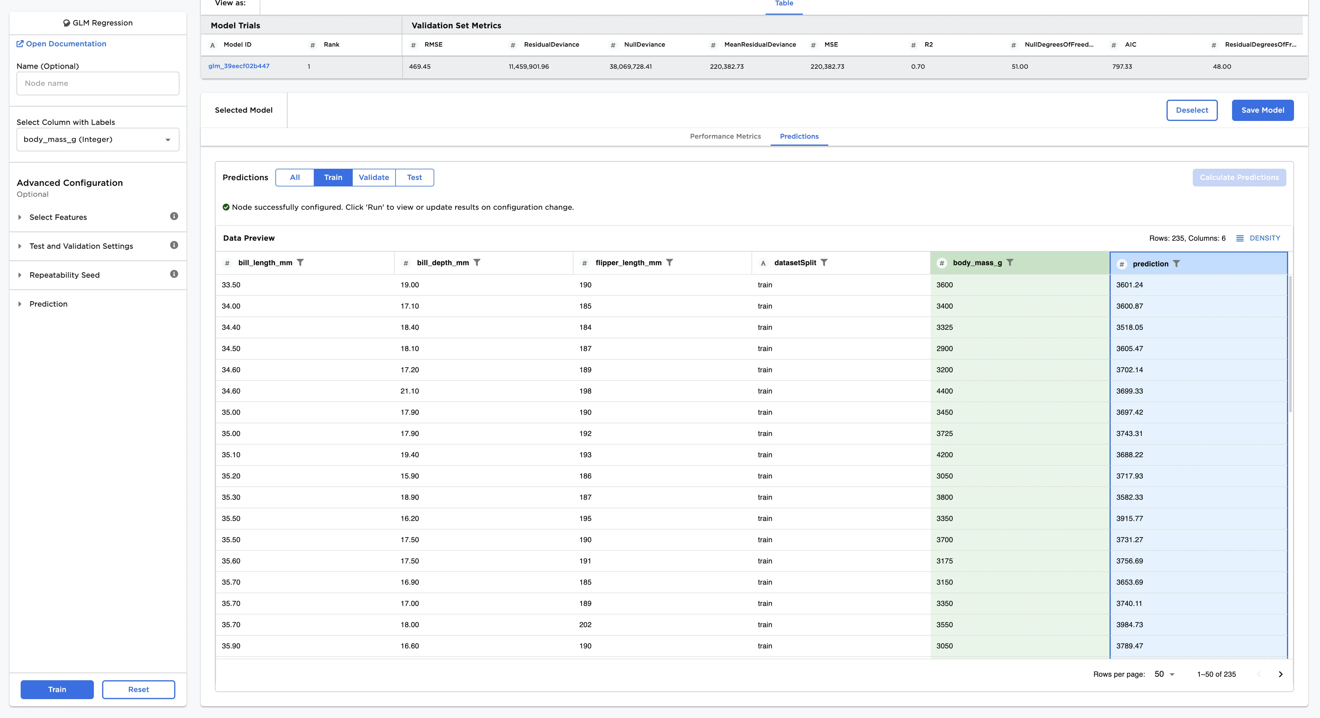 Example dataframe output