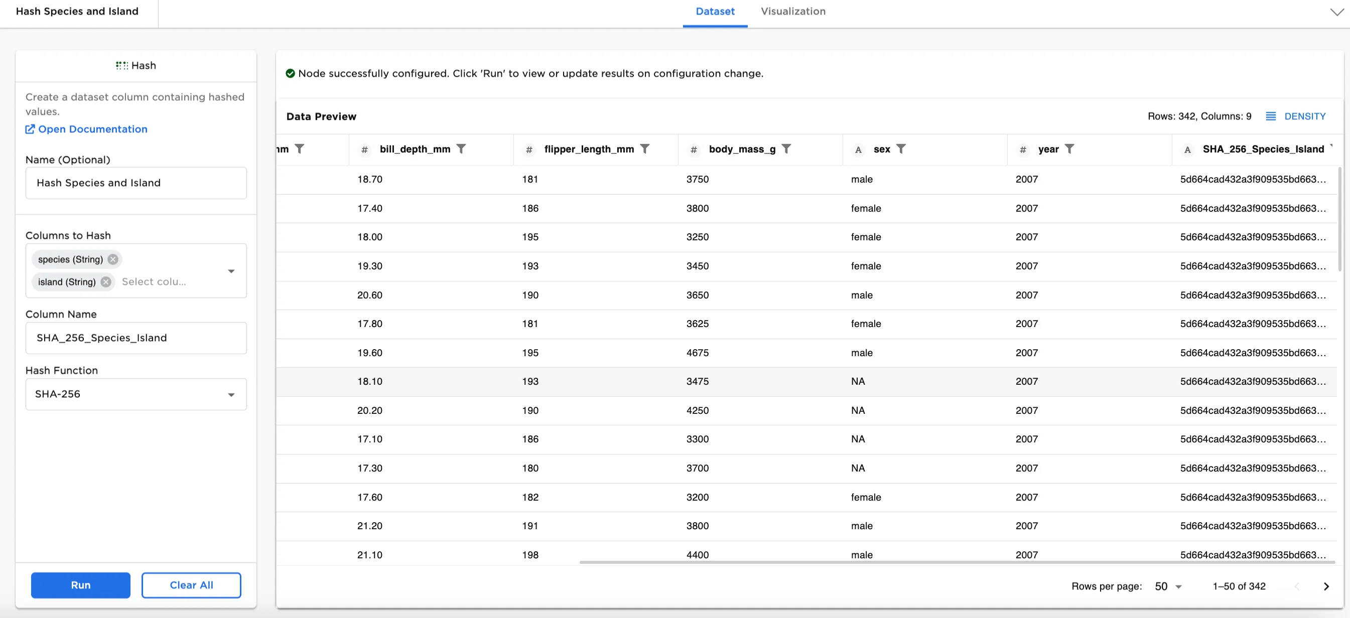 Example dataframe output