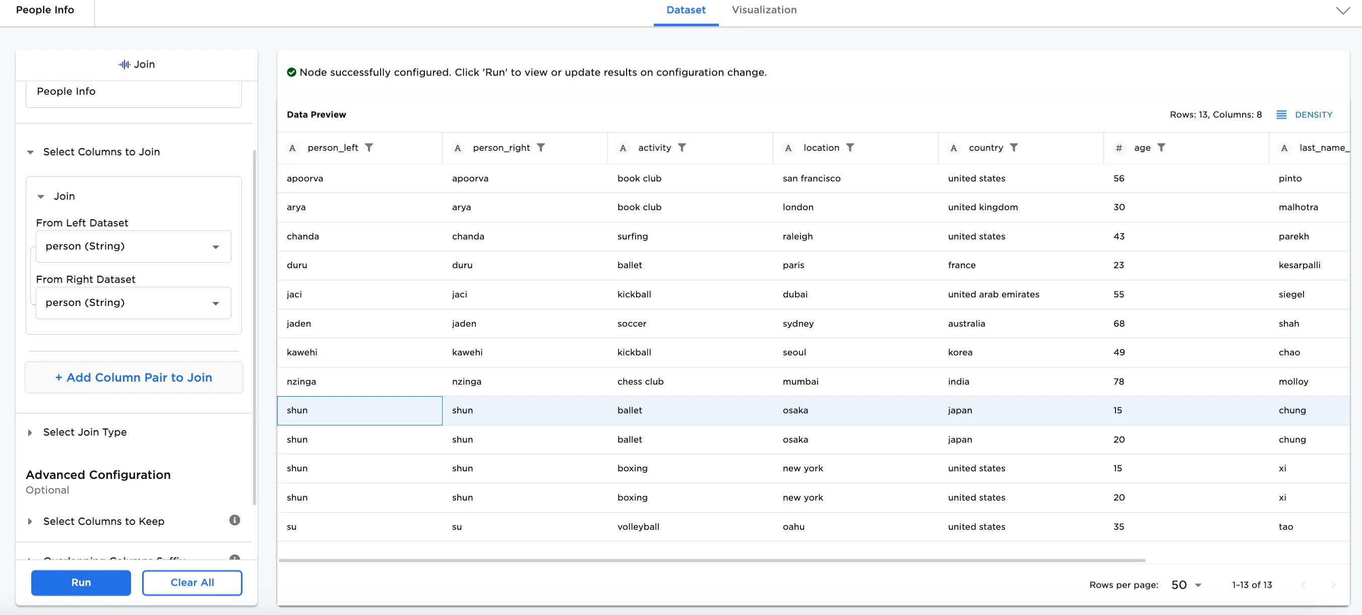 Example of joining on a column