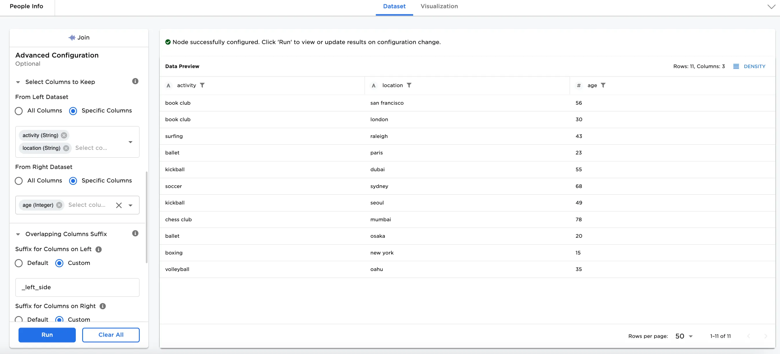 Example of keeping select columns