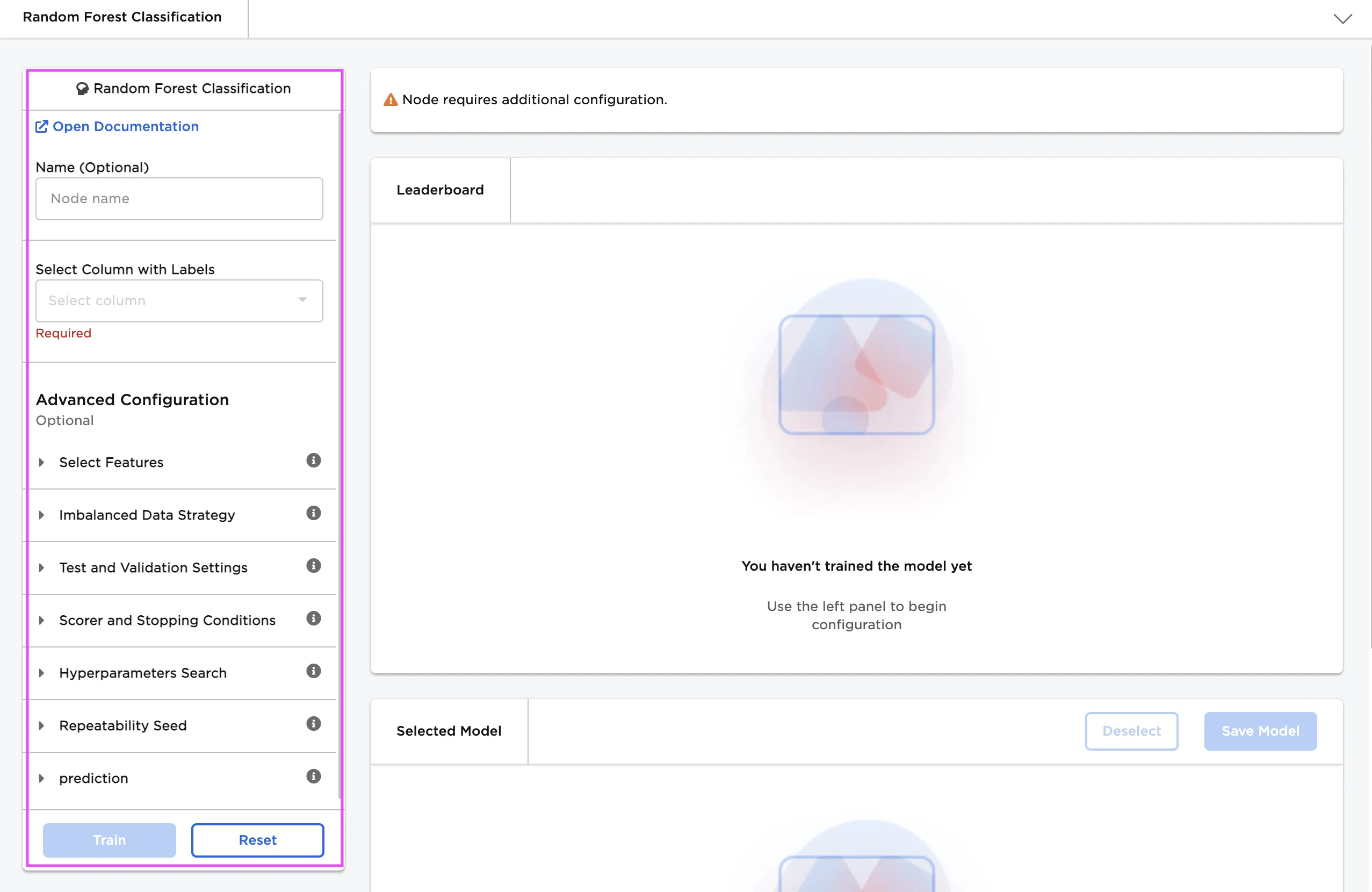 Configuration sidebar