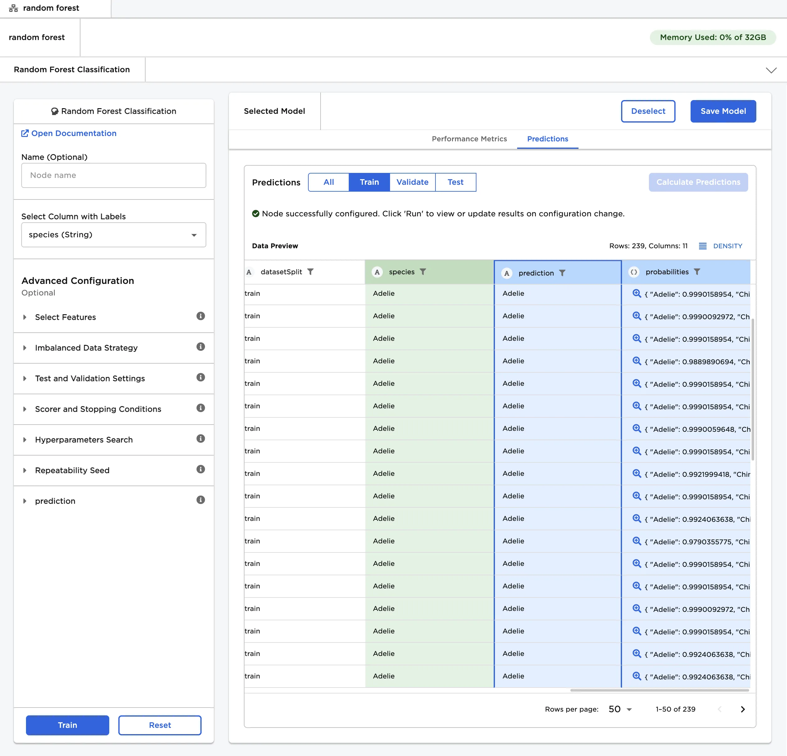Example model predictions