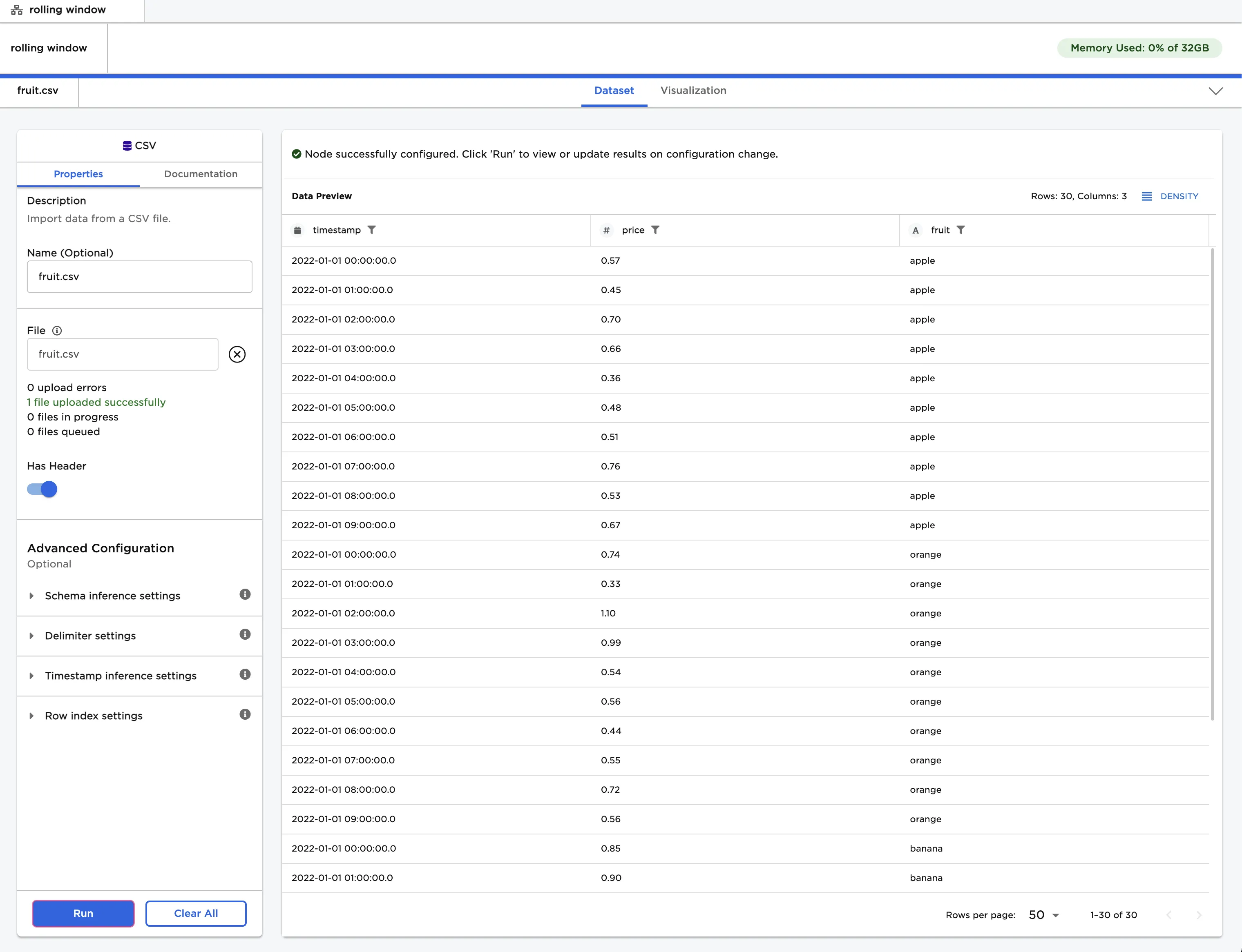 Example input data with multiple series