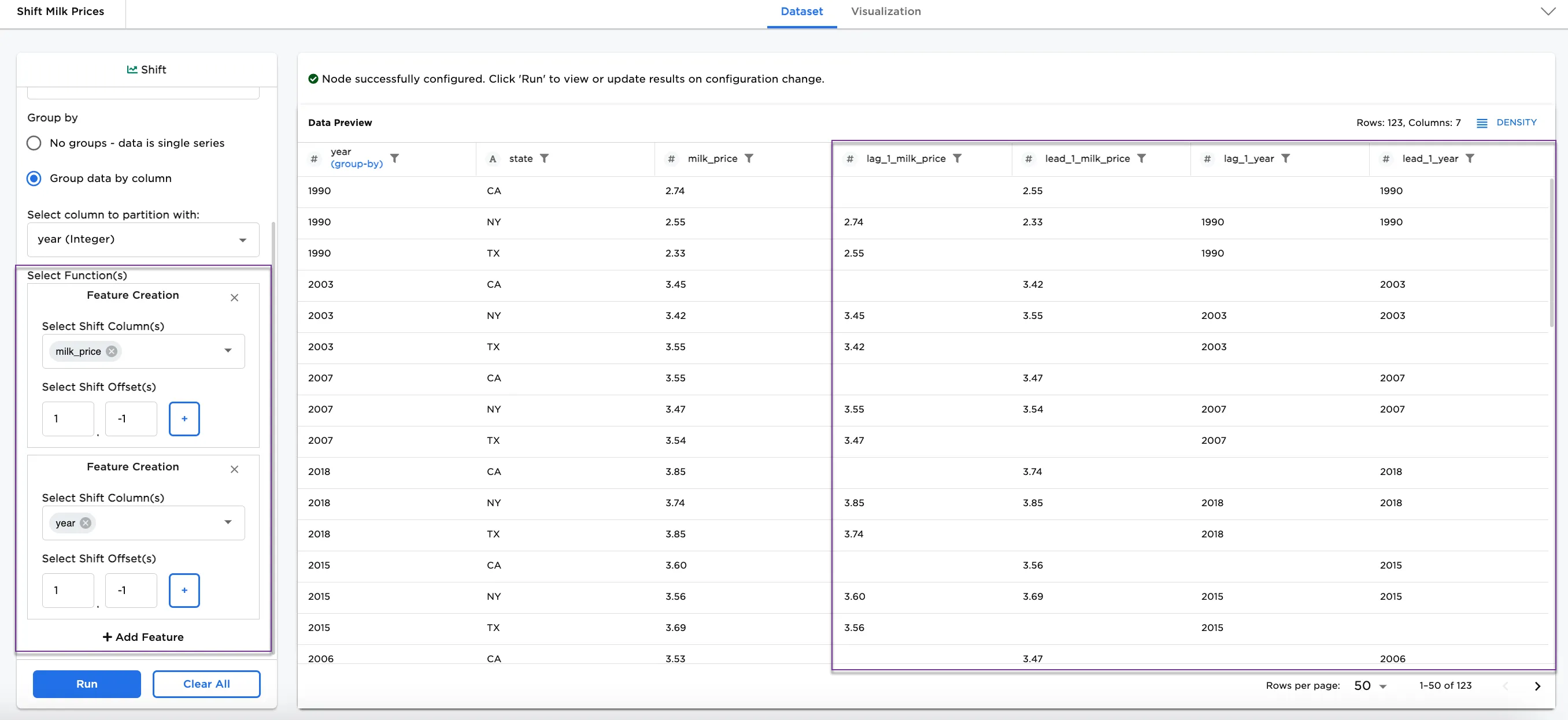 Multiple lag offsets