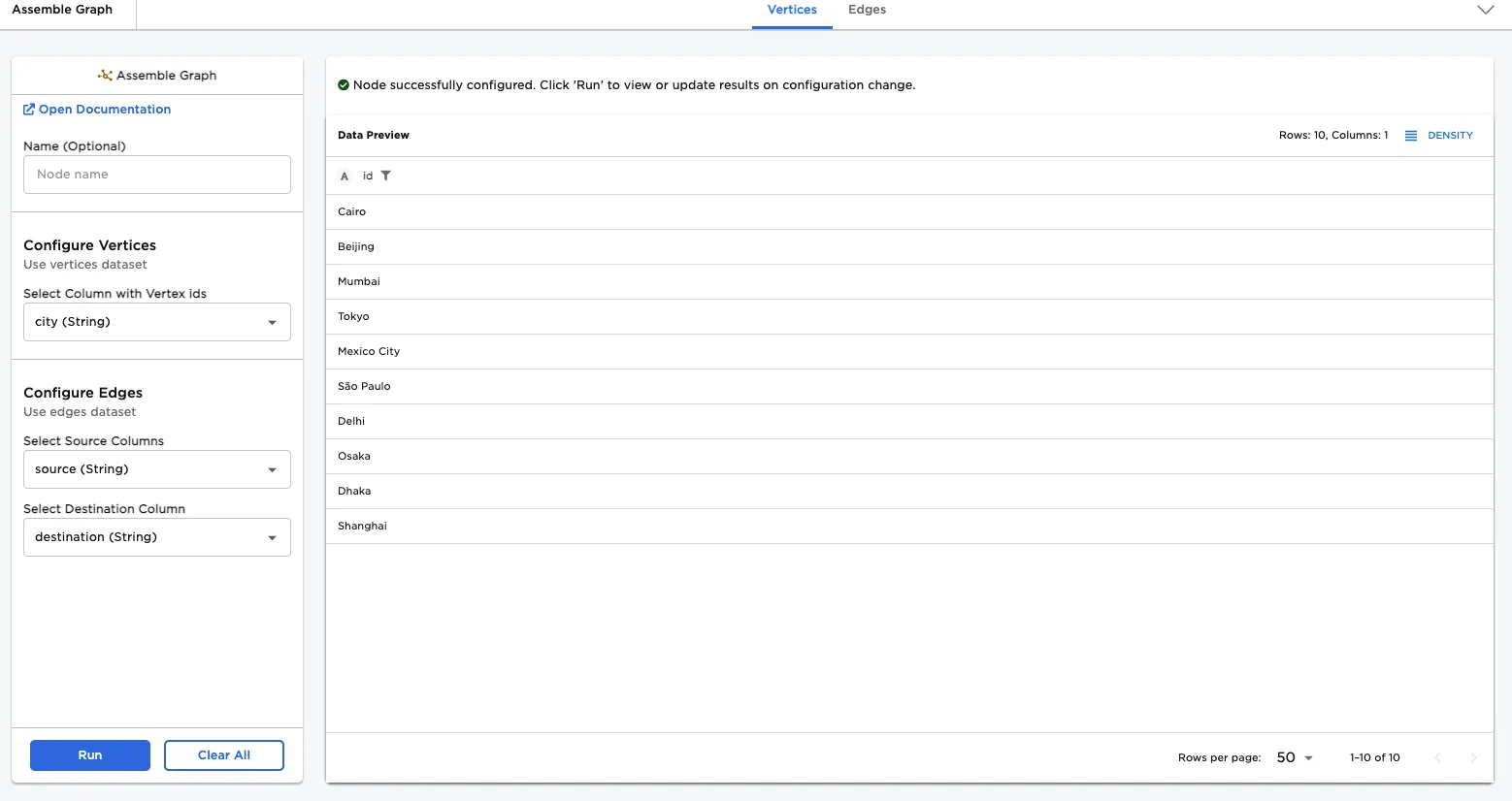 Example vertices input data