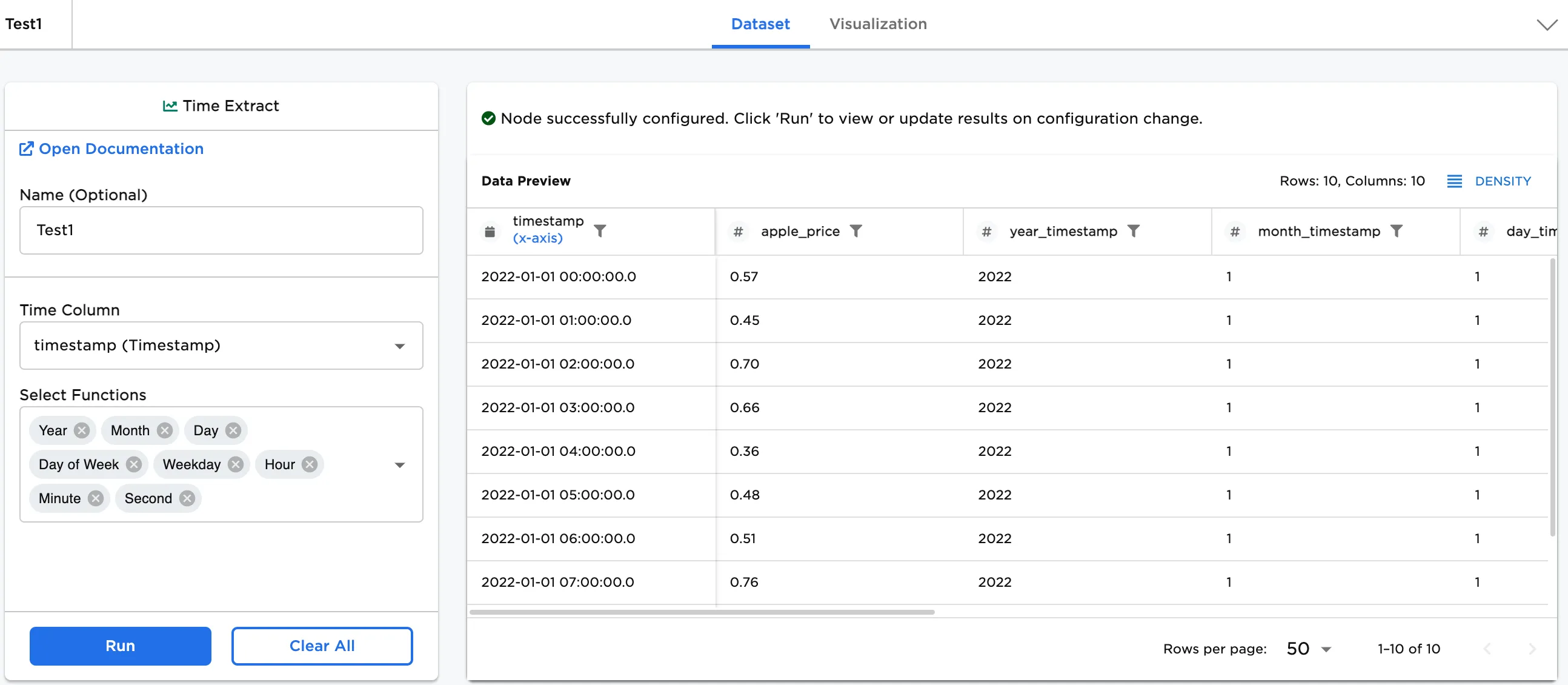 Example dataframe output