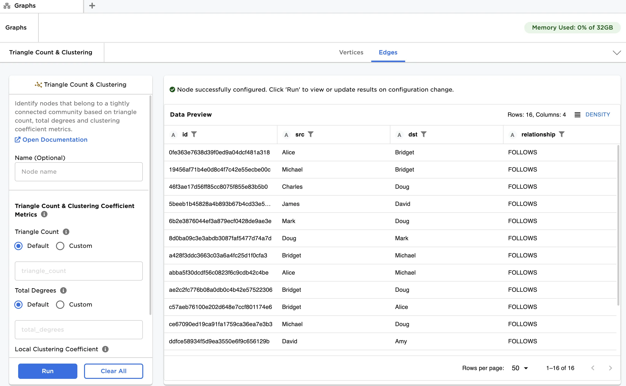 Example edges output