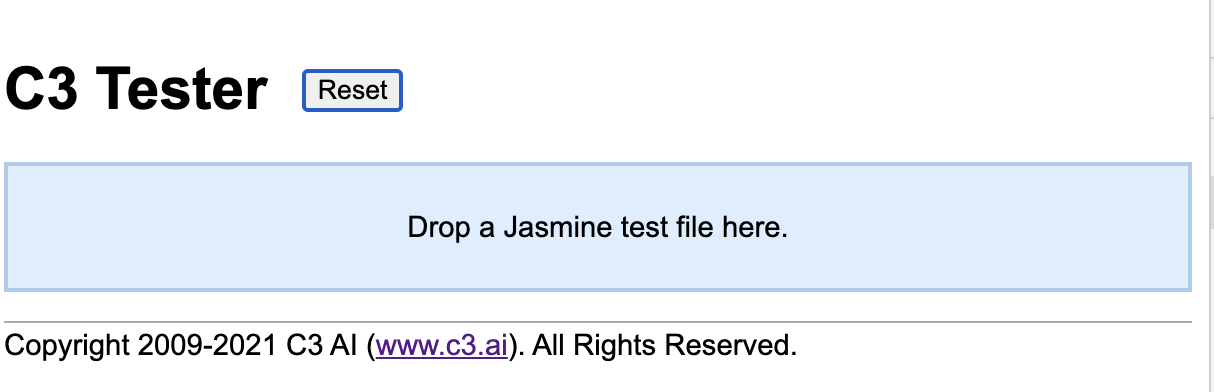 C3 AI console Jasmine Tester link
