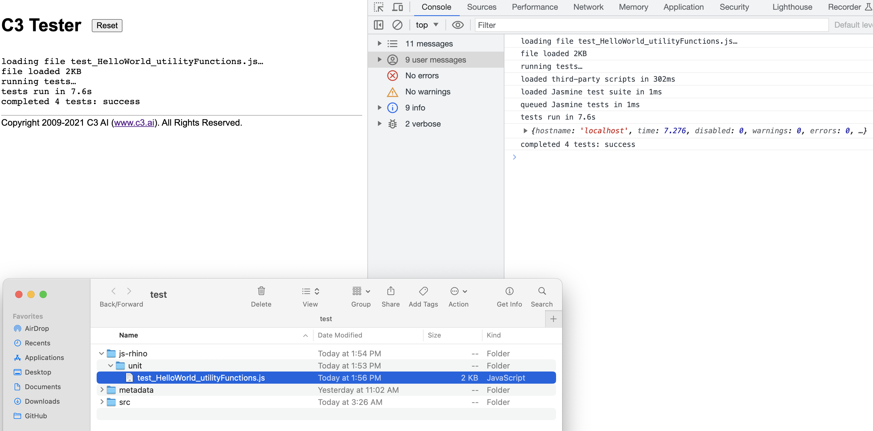 C3 AI console Jasmine page