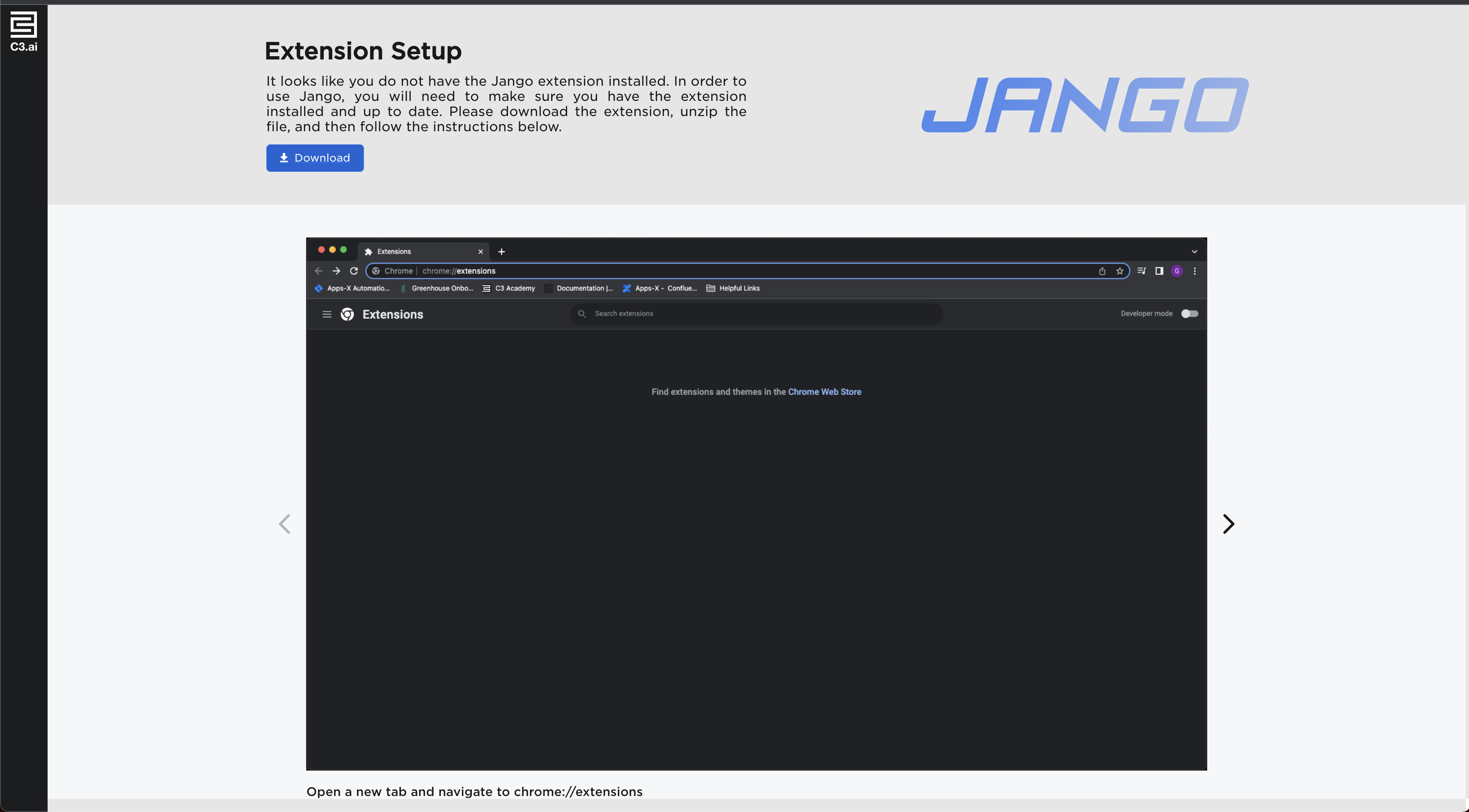Extension Setup Page