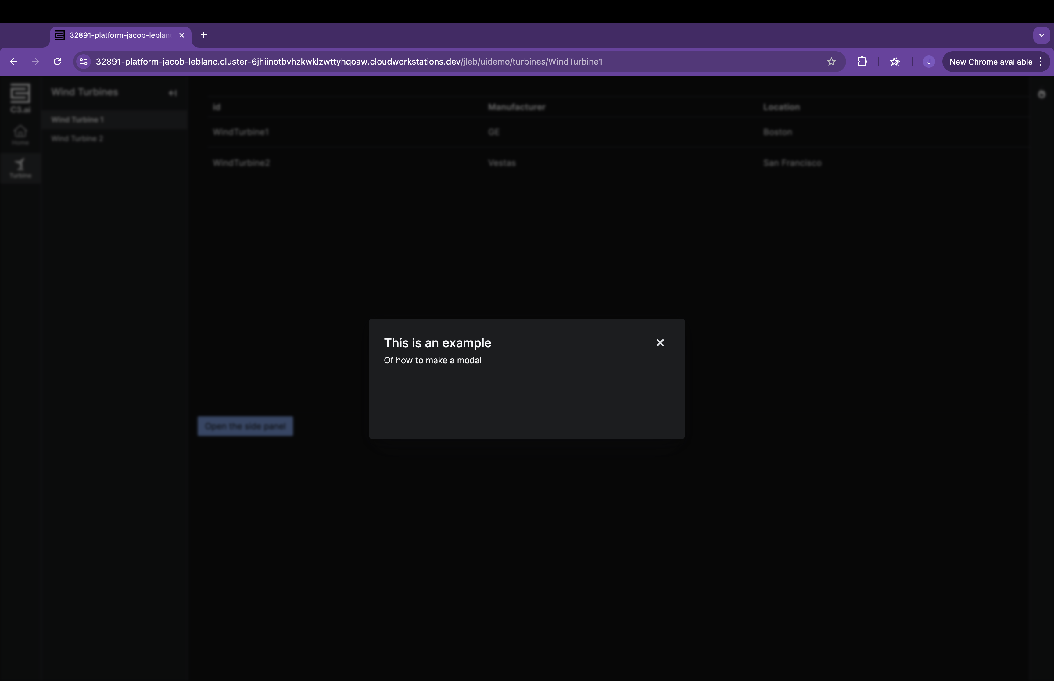 Page blurred out behind open modal