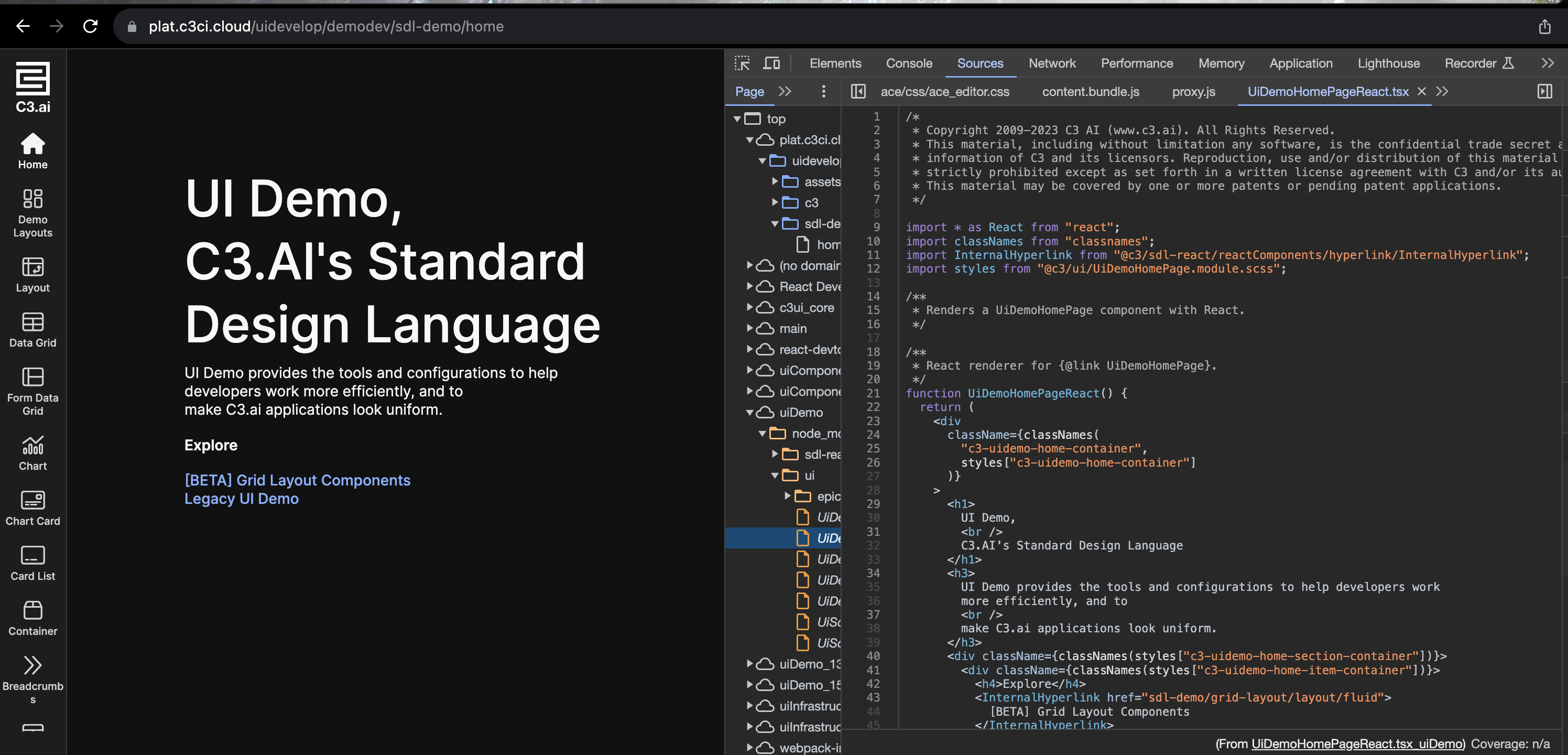 Application in development mode