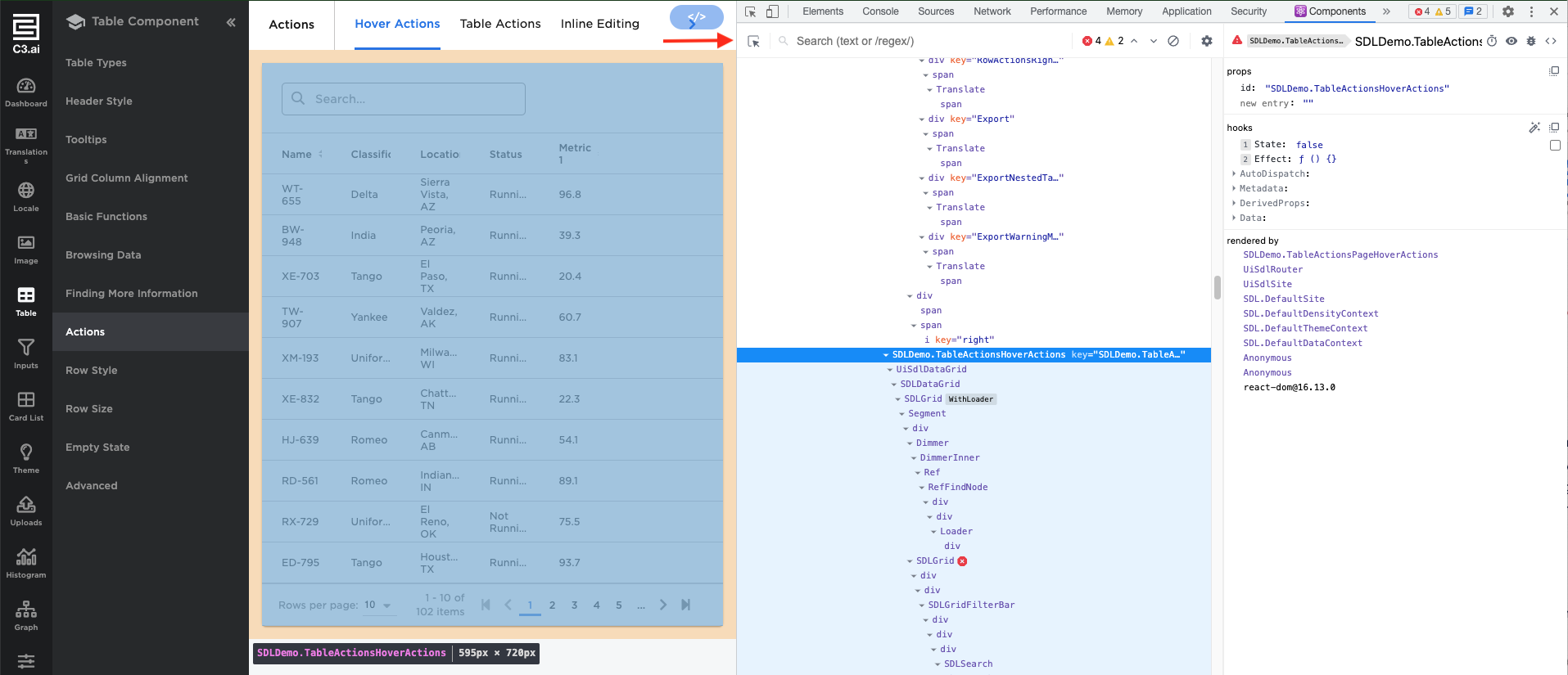 To find hovered component filenanme